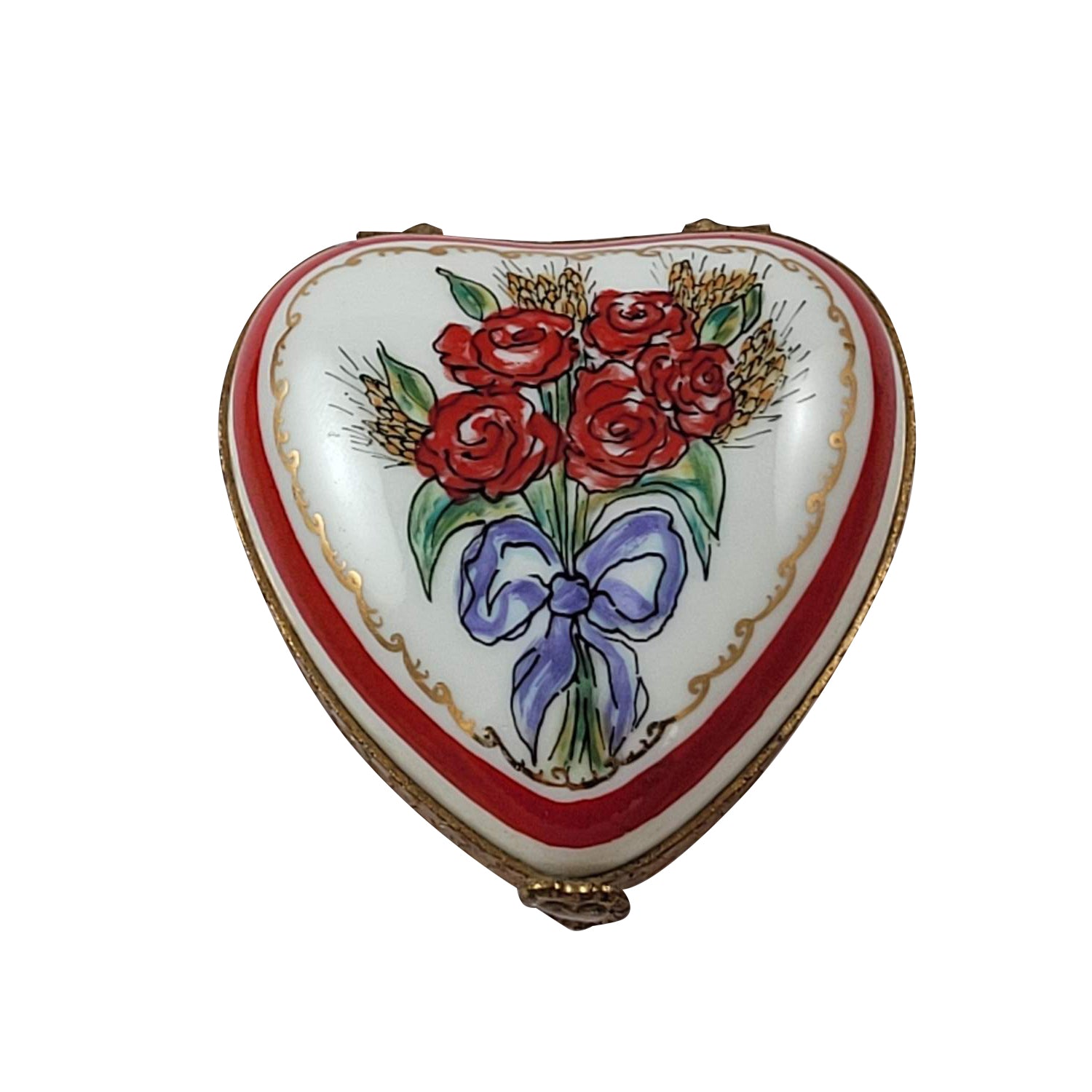 Heart with Roses Gift Porcelain Limoges heart love French Trinket Box