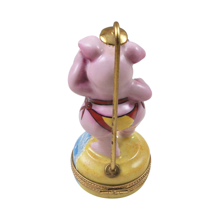 Pig in Bikini Delight for Beach Lovers Porcelain Limoges pig beach French Trinket Box