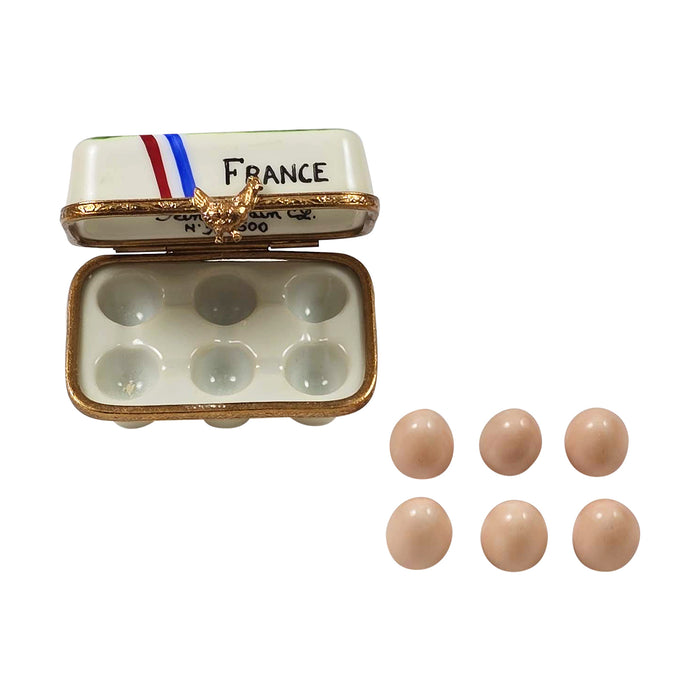 Charming Egg Carton for Collectors Porcelain Limoges food French Trinket Box