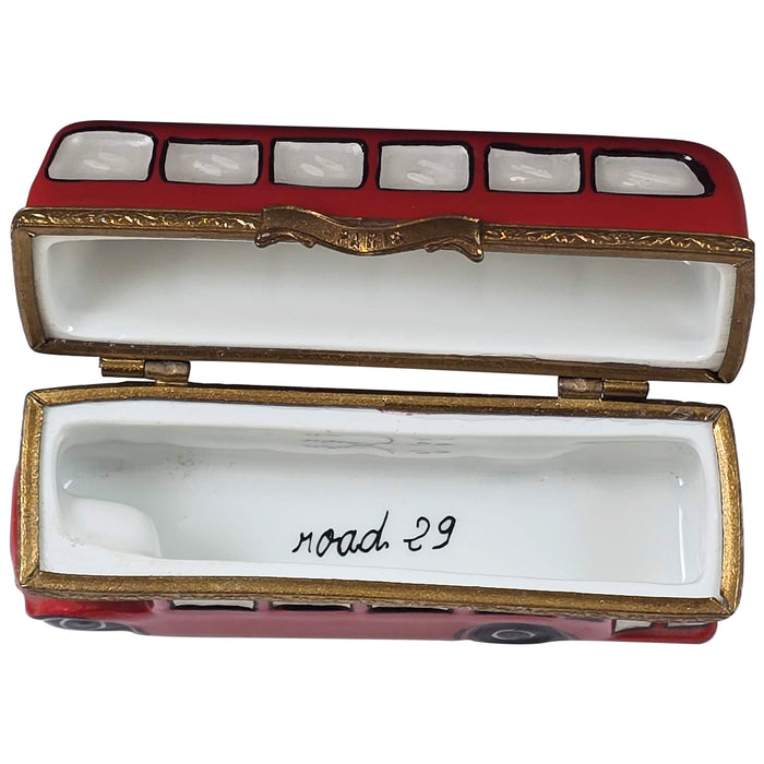 London Double Decker Bus for Collectors Porcelain Limoges world travel vehhicle French Trinket Box
