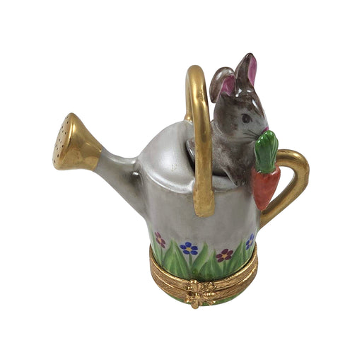 Rabbit in Watering Can for Garden Lovers Porcelain Limoges rabbit garden French Trinket Box