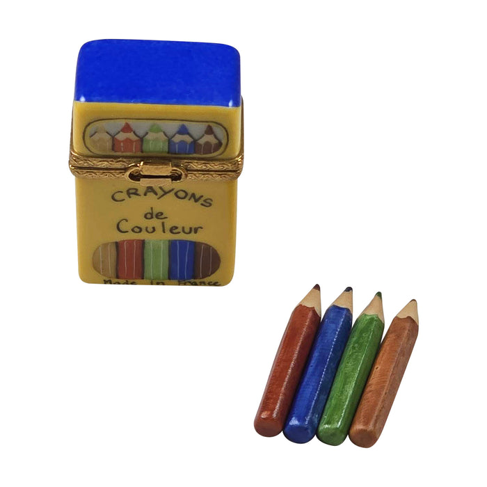 Crayon Box Charm for Art Lovers Porcelain Limoges kids art French Trinket Box