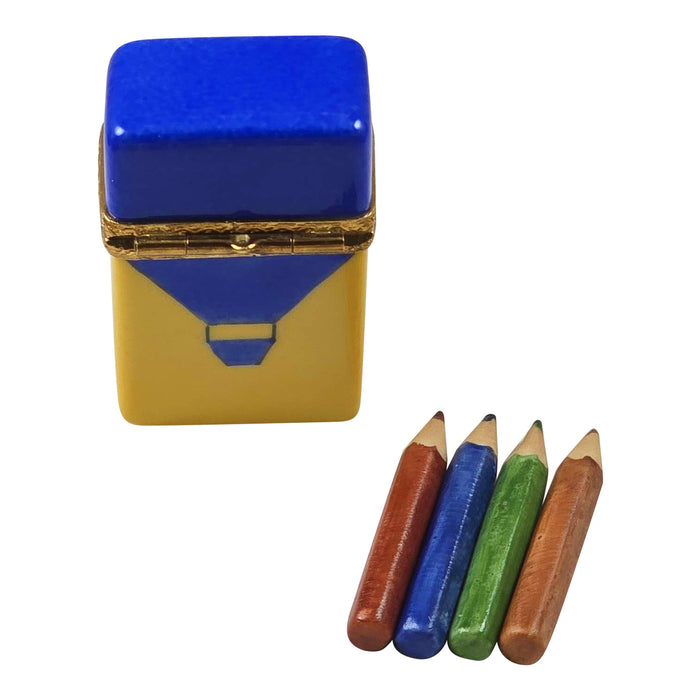 Crayon Box Charm for Art Lovers Porcelain Limoges kids art French Trinket Box