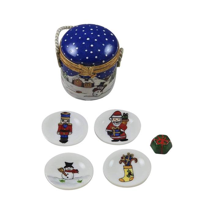 Holiday Basket Treats for Festive Celebrations Porcelain Limoges xmas theme French Trinket Box