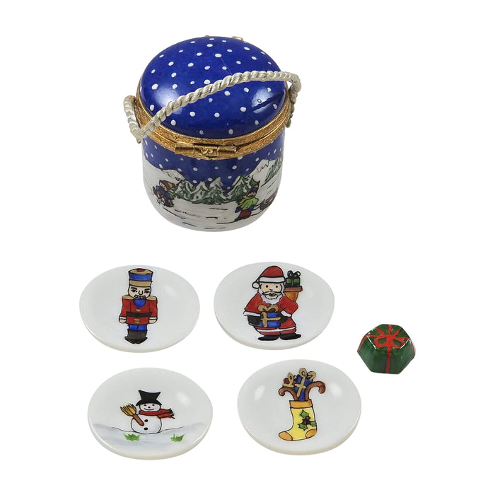 Holiday Basket Treats for Festive Celebrations Porcelain Limoges xmas theme French Trinket Box