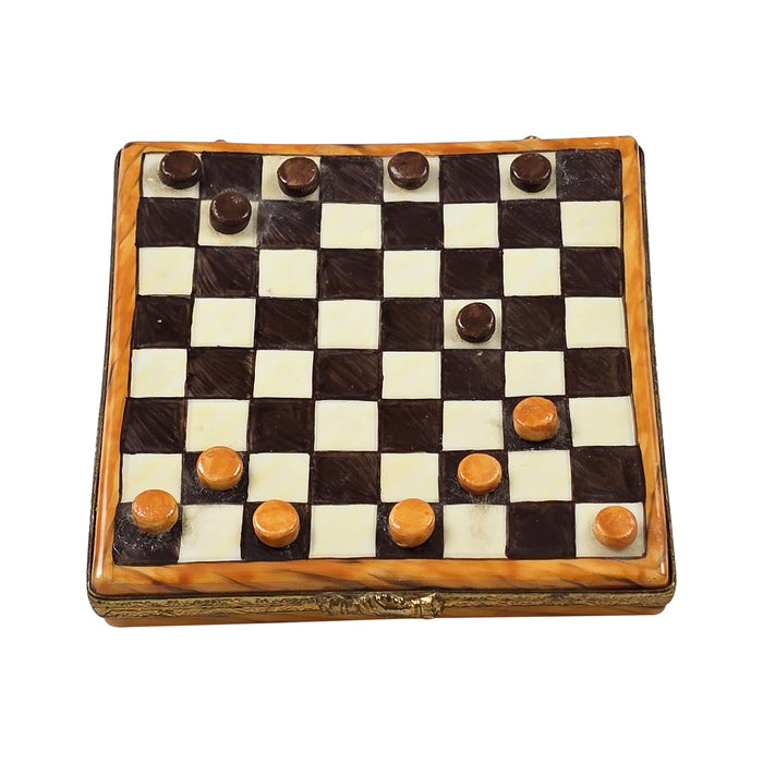 Checker Board Limoges Box for Game Lovers Porcelain Limoges games play French Trinket Box