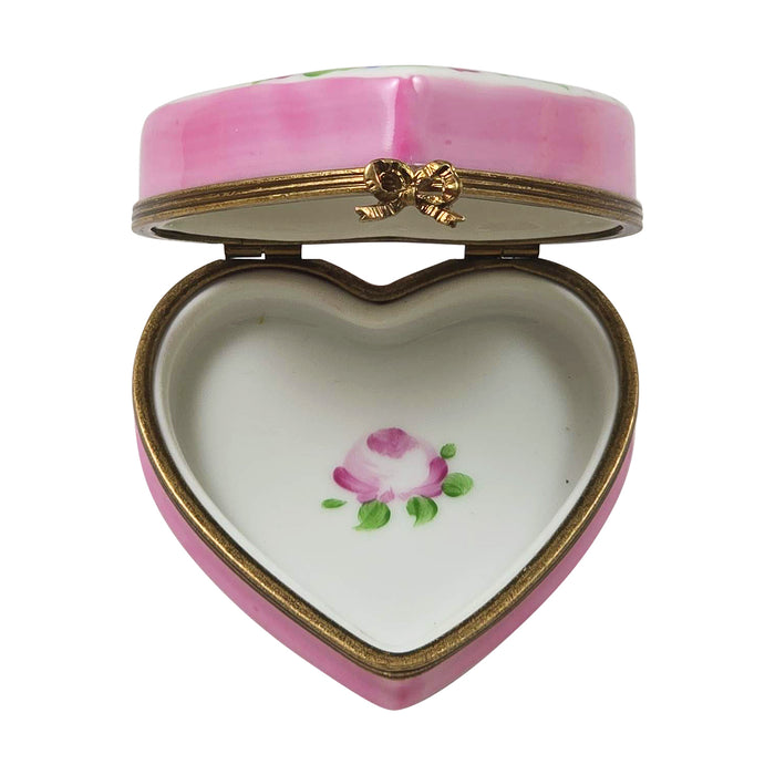Pink Floral Heart Box for Sister Porcelain Limoges special occasions French Trinket Box