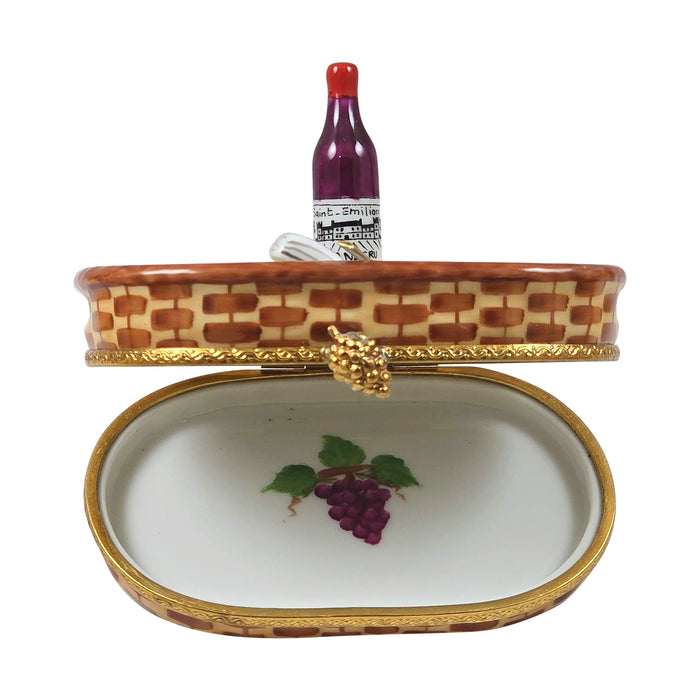 Cheese Basket with Wine Delight for Food Lovers Porcelain Limoges food French Trinket Box