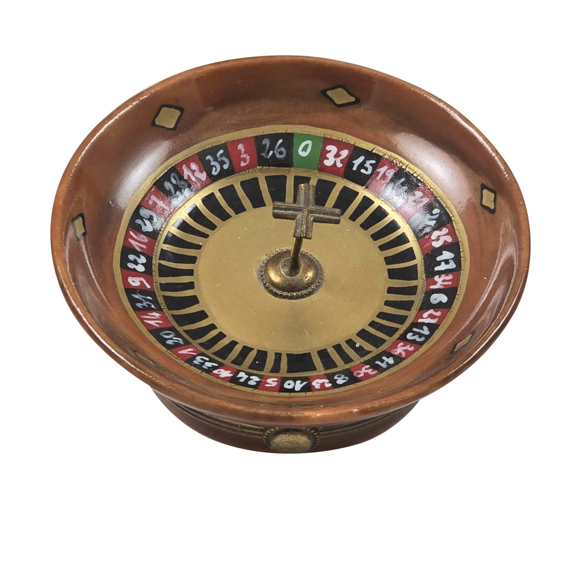Brown Roulette Wheel Limoges Box – Handcrafted French Porcelain