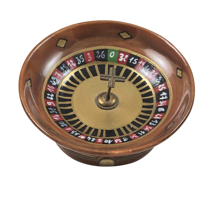 Brown Roulette Wheel for Game Enthusiasts Porcelain Limoges games play French Trinket Box