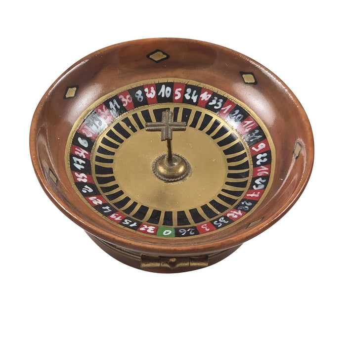 Brown Roulette Wheel for Game Enthusiasts Porcelain Limoges games play French Trinket Box