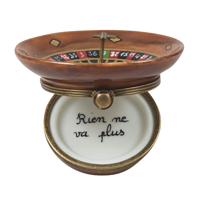 Brown Roulette Wheel for Game Enthusiasts Porcelain Limoges games play French Trinket Box