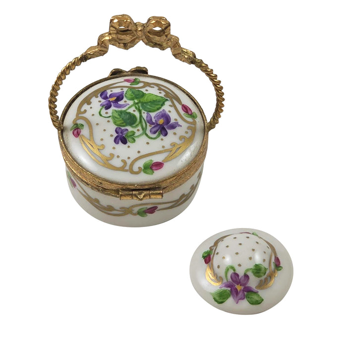 Flower Hat Box for Collectors Porcelain Limoges Hats Basket French Trinket Box