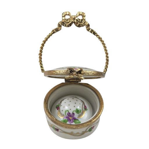 Flower Hat Box for Collectors Porcelain Limoges Hats Basket French Trinket Box