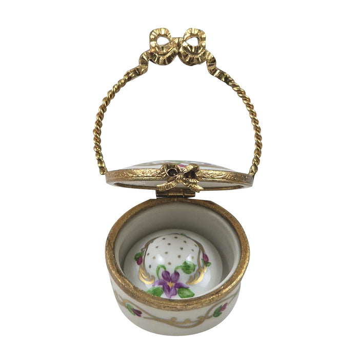 Flower Hat Box for Collectors Porcelain Limoges Hats Basket French Trinket Box