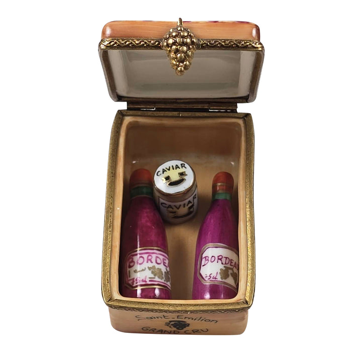 Saint Emilion Wine Crate for Gourmet Enthusiasts Porcelain Limoges Wine Spirits French Trinket Box