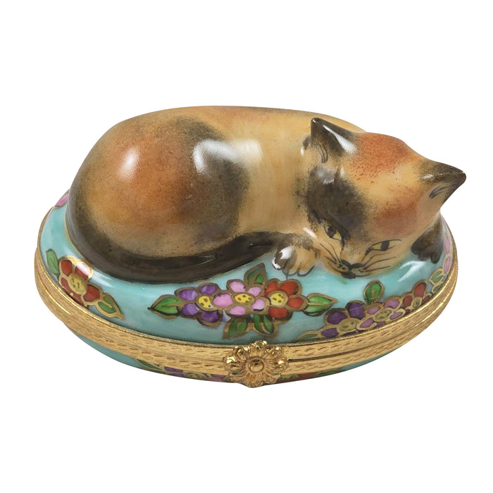 Cat Limoges Box for Cat Lovers Porcelain Limoges Cat French Trinket Box
