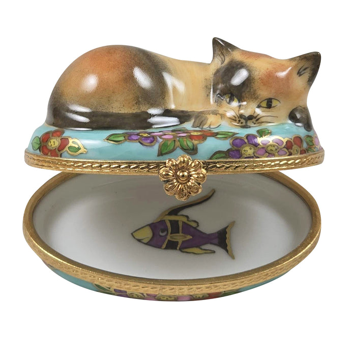 Cat Limoges Box for Cat Lovers Porcelain Limoges Cat French Trinket Box