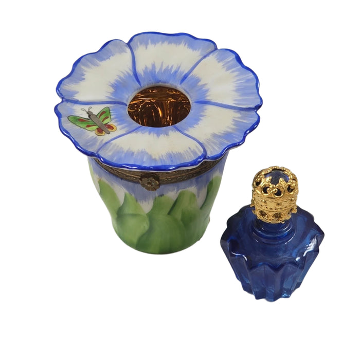 Blue Pansy Limoges Box for Collectors Porcelain Limoges Flowers Perfume French Trinket Box