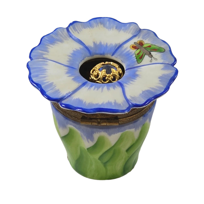 Blue Pansy Limoges Box for Collectors Porcelain Limoges Flowers Perfume French Trinket Box