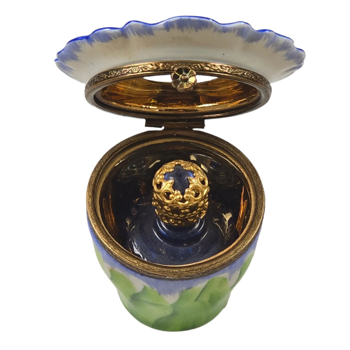Blue Pansy Limoges Box for Collectors Porcelain Limoges Flowers Perfume French Trinket Box