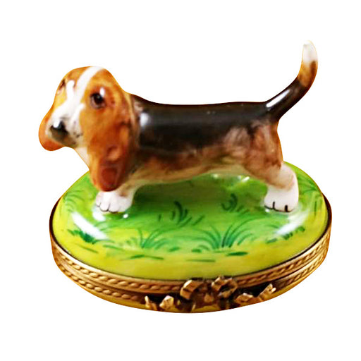 Authentic Rochard Bassett Hound Limoges box, hand-painted in France, from Limoges Boutique