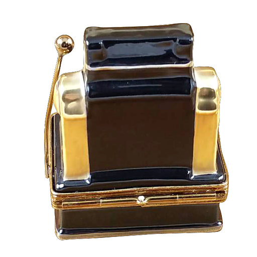 Reverse of the Jackpot Slot Machine Limoges box, painted all the way around