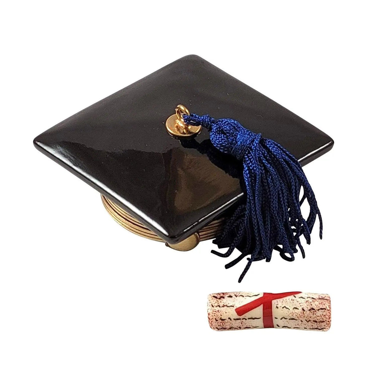 Black Graduation Cap w Diploma Limoges Box – French Porcelain