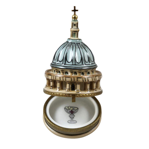 St Paul's Cathedral Limoges box opened to show the inside, a keepsake to tuck a treasure in