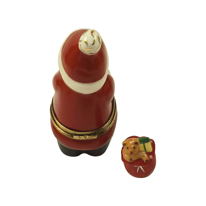 Santa with Teddy Bear Gift Bag Limoges Box