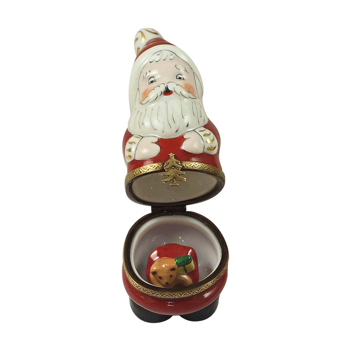 Santa with Teddy Bear Gift Bag Limoges Box