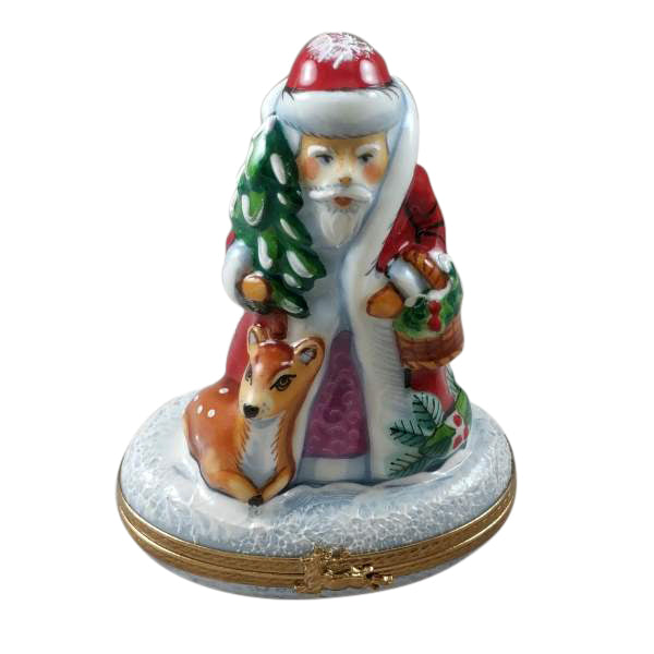 Santa with Reindeer and Removable Gift Limoges Box