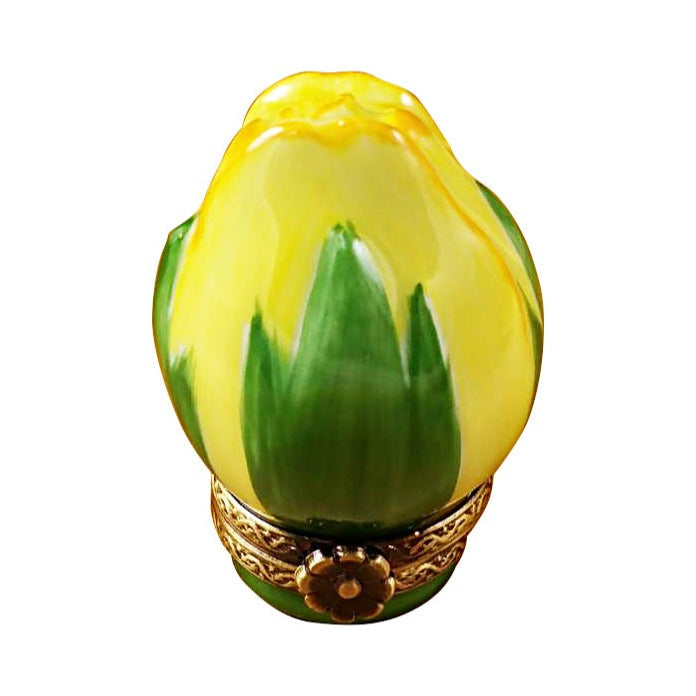 Limoges Boutique presents the Rochard Mini Yellow Rose Bud, a genuine Limoges box painted by hand in France