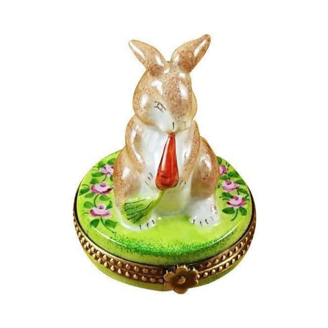 Genuine Rochard Rabbit with Carrot Limoges box painted by hand in France, from Limoges Boutique