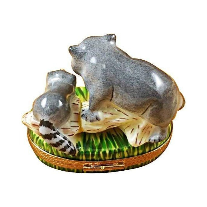 Raccoon with Baby Limoges box, an heirloom-quality piece for collectors