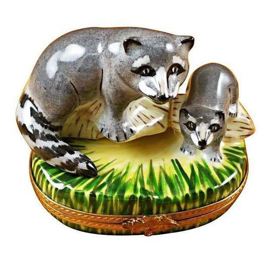 Raccoon Family Limoges Box for Collectors Porcelain Limoges mother wild Rochard Limoges Box French Trinket Box