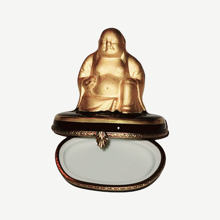 Rare Gold Buddha Box for Mindfulness Gift Porcelain Limoges spiritual travel myth French Trinket Box