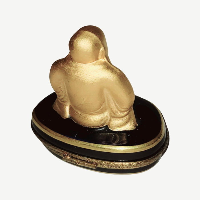 Rare Gold Buddha Box for Mindfulness Gift Porcelain Limoges spiritual travel myth French Trinket Box