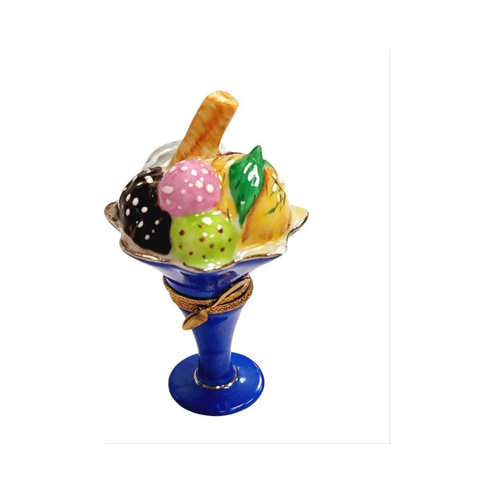 Genuine Ice Cream Sunday with Fruit Limoges box painted by hand in France, from Limoges Boutique