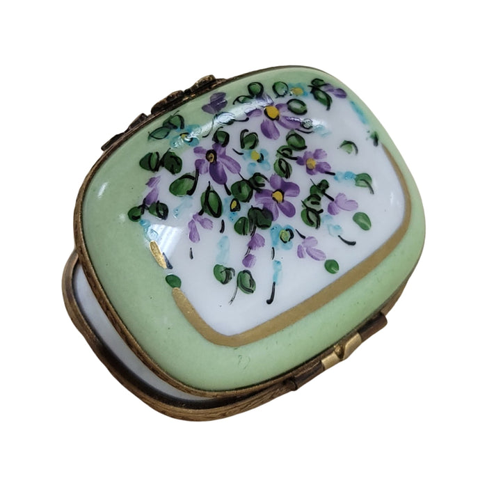 Rectangle Purple Flowers Pill-LIMOGES BOXES traditional Flowers-CH6D212