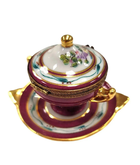 Red Soup Tureen Limoges Box for Collectors Porcelain Limoges China French Trinket Box