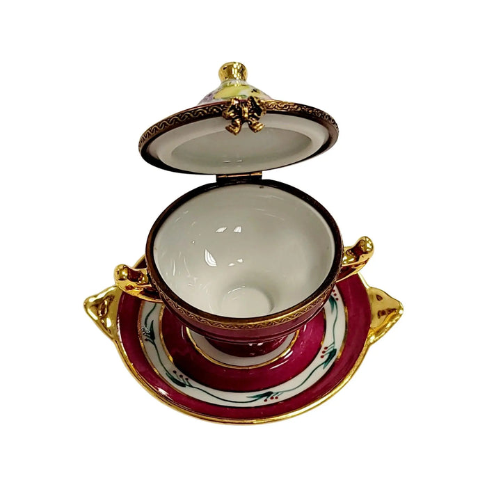 Red Soup Tureen Limoges Box for Collectors Porcelain Limoges China French Trinket Box