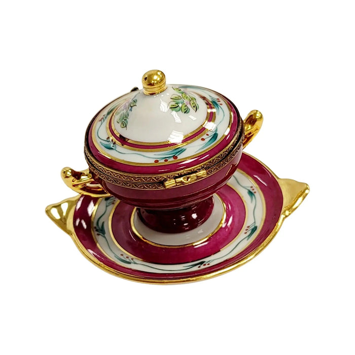 Red Soup Tureen Limoges Box for Collectors Porcelain Limoges China French Trinket Box