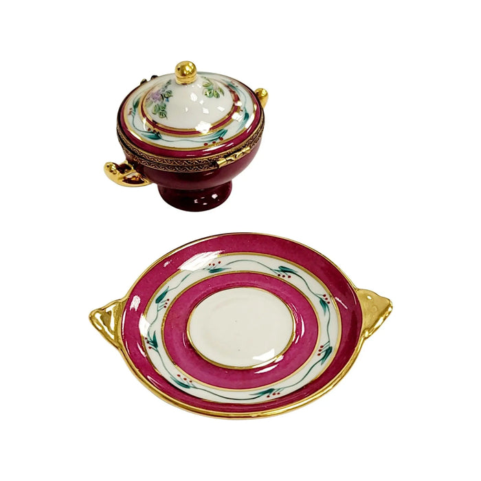 Red Soup Tureen Limoges Box for Collectors Porcelain Limoges China French Trinket Box