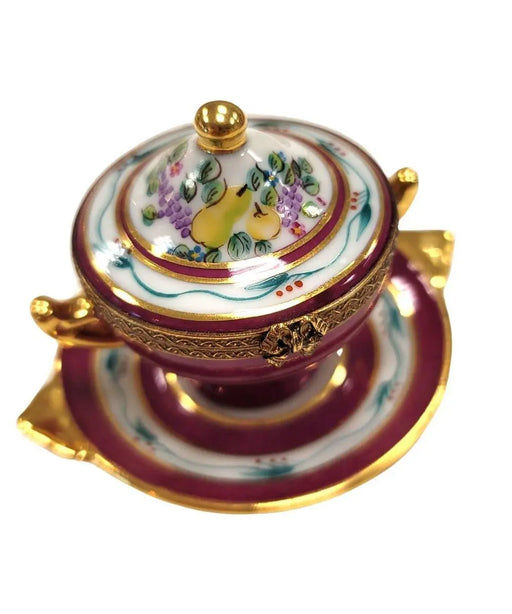 Red Soup Tureen Limoges Box for Collectors Porcelain Limoges China French Trinket Box