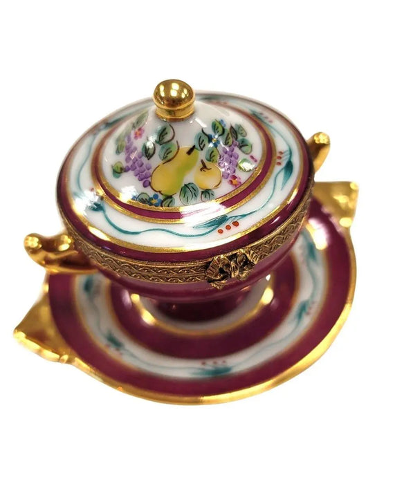 Red Soup Tureen Limoges Box for Collectors Porcelain Limoges China French Trinket Box
