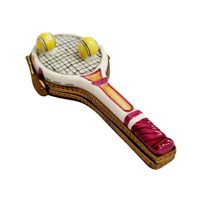 Red Tennis Racquet Box for Sports Lovers Porcelain Limoges sports French Trinket Box
