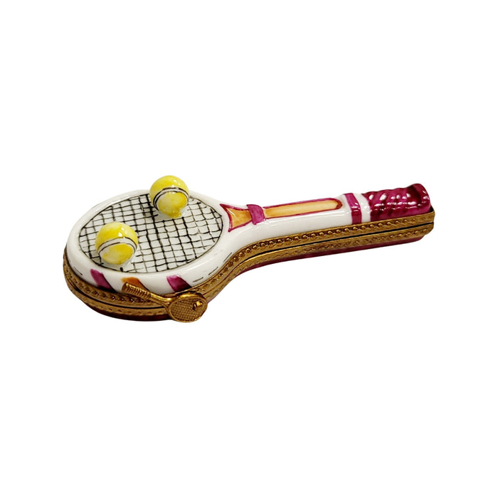 Red Tennis Racquet Box for Sports Lovers Porcelain Limoges sports French Trinket Box
