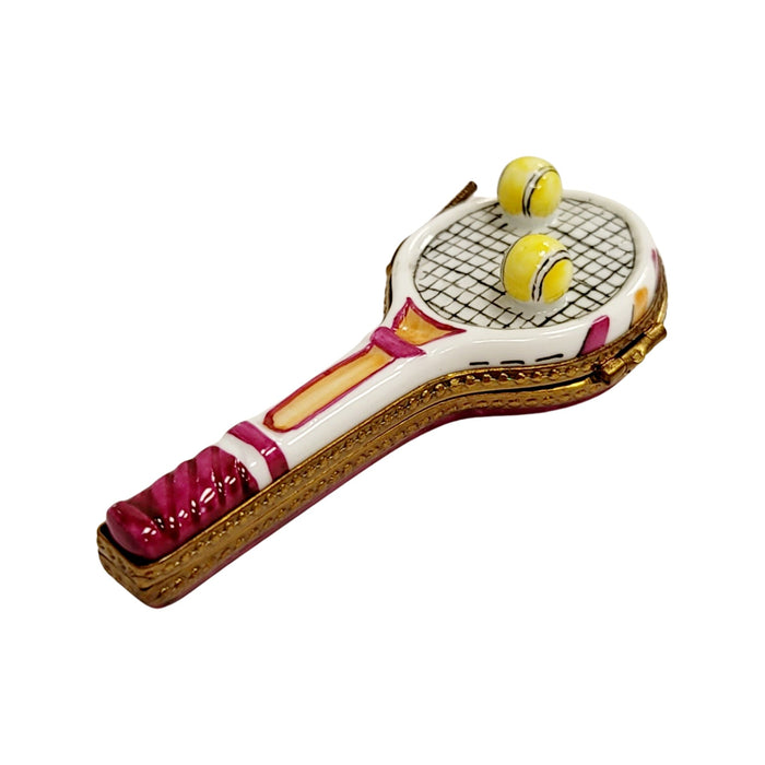 Red Tennis Racquet Box for Sports Lovers Porcelain Limoges sports French Trinket Box