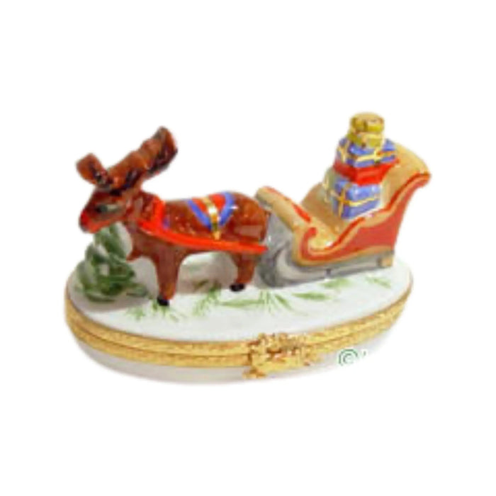 Reindeer Limoges Box for Holiday Gifting Porcelain Limoges xmas theme santa claus French Trinket Box